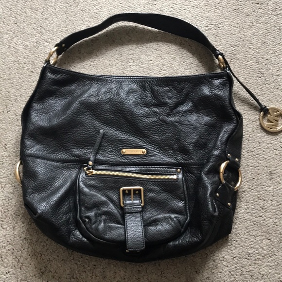 Michael Kors Handbags - Michael Kors Black Leather Hobo Strap Bag